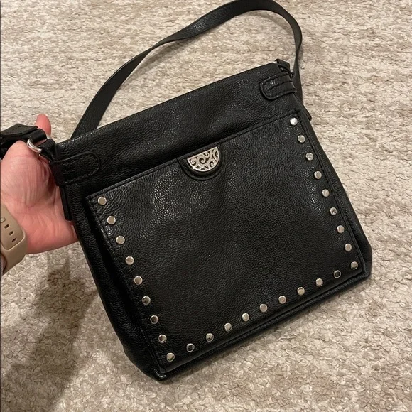 BRIGHTON PRETTY TOUGH BLACK STUDDED ROYCE SUPER ORGANIZERCROSSBODY HANDBAG